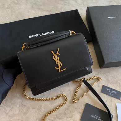 533026 SUNSET CHAIN WALLET IN SMOOTH LEATHER, YSL Saint Laurent