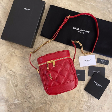 649779 80'S VANITY BAG IN CARRÉ-QUILTED GRAIN DE POUDRE EMBOSSED LEATHER, YSL Saint Laurent