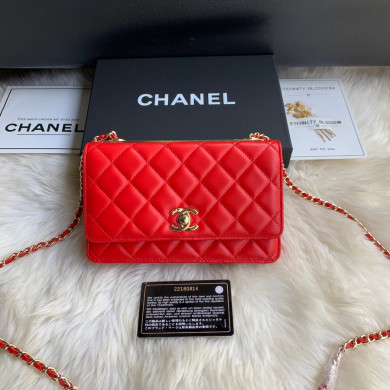 Wallet on Chain, Lambskin & Gold-Tone Metal, WOC CHANEL