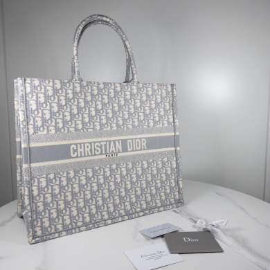 GRAY DIOR BOOK TOTE WITH DIOR OBLIQUE EMBROIDERY