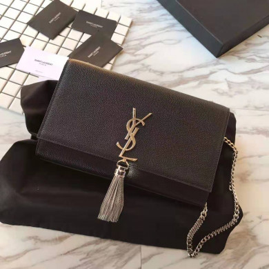 354119 KATE MEDIUM BAG WITH LEATHER TASSEL IN GRAIN DE POUDRE EMBOSSED LEATHER, Yves Saint Laurent YSL