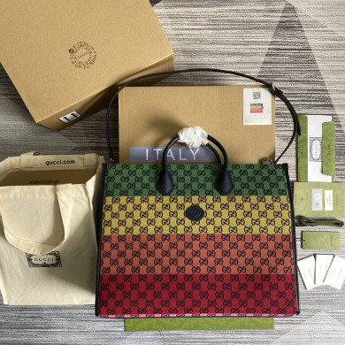659980  GG Multicolor large tote bag