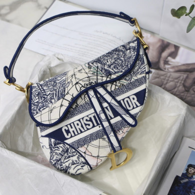 SADDLE ORIGINAL DIOR OBLIQUE EMBROIDERED CANVAS BAG, DIOR SHOULDER BAG