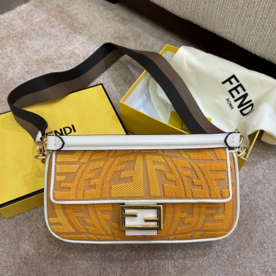 FENDI BAGUETTE, Multicolor embroidered canvas bag