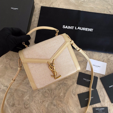 623930 CASSANDRA MINI TOP HANDLE BAG IN MICRO RAFFIA, Yves Saint Laurent YSL