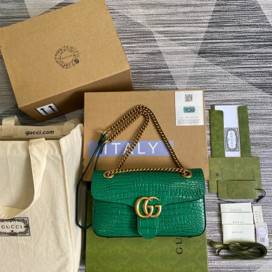 443497 GG Marmont crocodile small shoulder bag, Gucci