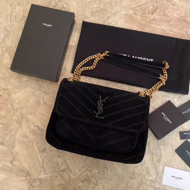 633158 NIKI MEDIUM IN QUILTED SUEDE AND SMOOTH LEATHER, YSL Saint Laurent