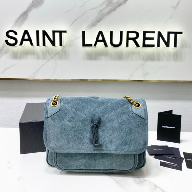 633158 NIKI MEDIUM IN QUILTED SUEDE AND SMOOTH LEATHER, YSL Saint Laurent
