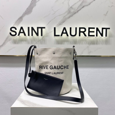 RIVE GAUCHE BUCKET BAG IN LINEN, YSL Saint Laurent