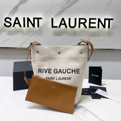 RIVE GAUCHE BUCKET BAG IN LINEN, YSL Saint Laurent