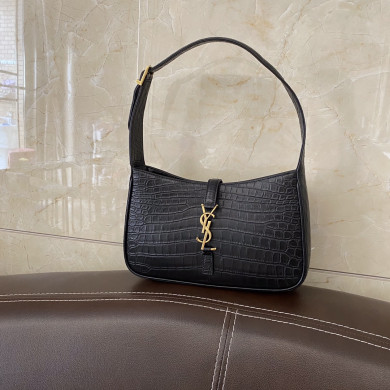 657228 LE 5 À 7 HOBO BAG IN CROCODILE-EMBOSSED SHINY LEATHER, YSL Saint Laurent