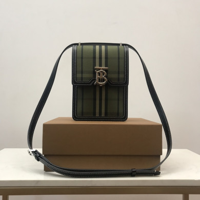 Check Cotton and Leather Robin Bag BURBERRY BAGS