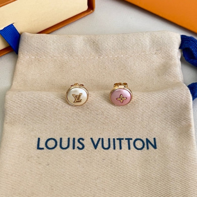LV Color Blossom Stud Earrings – Pink & Ivory