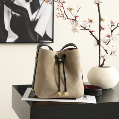 Chanel Bucket Bag Suede Calfskin gold-tone matal
