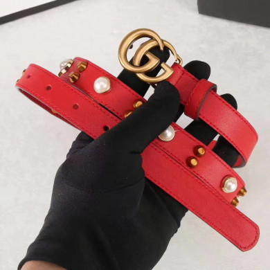 Studded leather belt WITH DOUBLE G BUCKLE, GUCCI Belts
