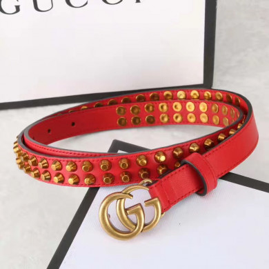 Studded belt with double G buckle, GUCCI Belts