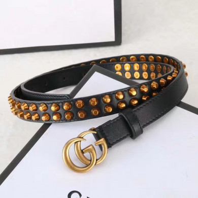 Studded belt with double G buckle, GUCCI Belts