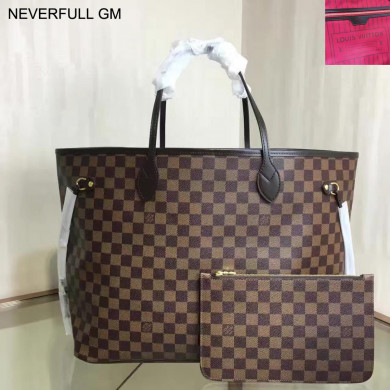 Louis Vuitton LV Handbags, NEVERFULL GM N41357, Damier Ebene Canvas, 15.7 x 13.0 x 7.9 inches, Original Quality