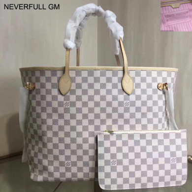 Louis Vuitton LV Handbags, NEVERFULL GM N41604, Damier Azur Canvas, 15.7 x 13.0 x 7.9 inches, Original Quality