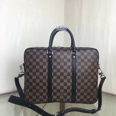 Louis Vuitton LV, PORTE-DOCUMENTS VOYAGE PM, N41466, Damier Ebene Canvas, 14.6 x 11.8 x 2.8 inches