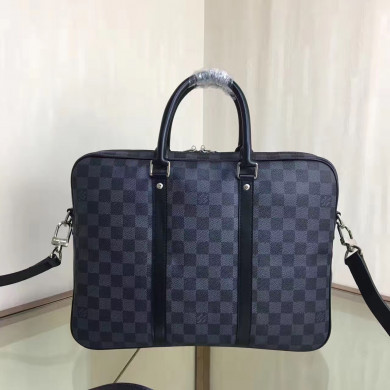 Louis Vuitton LV, PORTE-DOCUMENTS VOYAGE PM, N41478, Damier Graphite, 14.6 x 11.8 x 2.8 inches