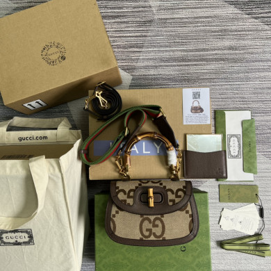 675797 Small jumbo GG bag with bamboo, gucci Top Handle Bags for Women