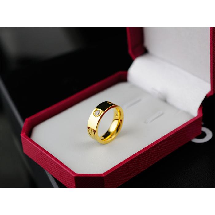 Cartier Fashion Rings for women, Gold Stainless Steel and white Crystal, Size 5~11