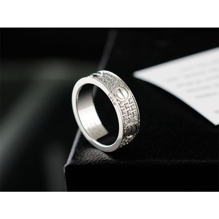 Cartier Fashion Rings for women, Silver Stainless Steel and three rows white Crystal, Size 5~9