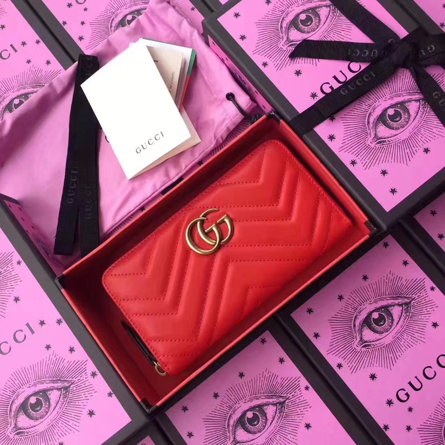 GG Marmont zip around wallet, 443123, 7.5"W x 4"H x 1"D
