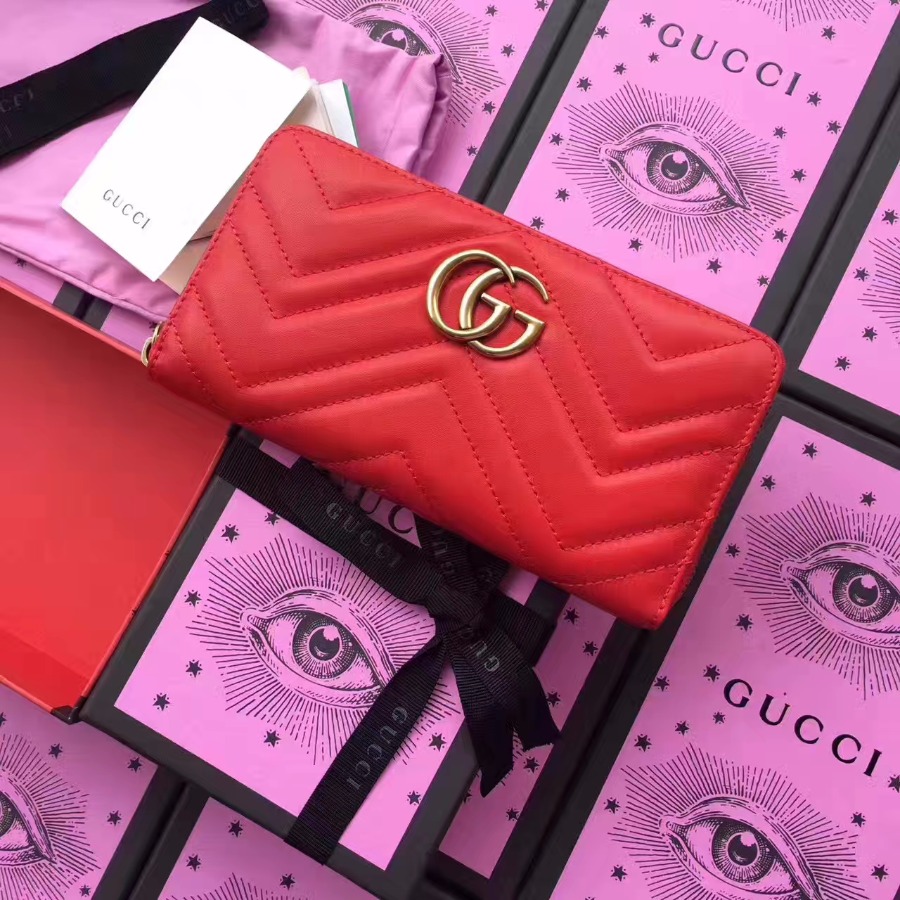 GG Marmont zip around wallet, 443123, 7.5"W x 4"H x 1"D