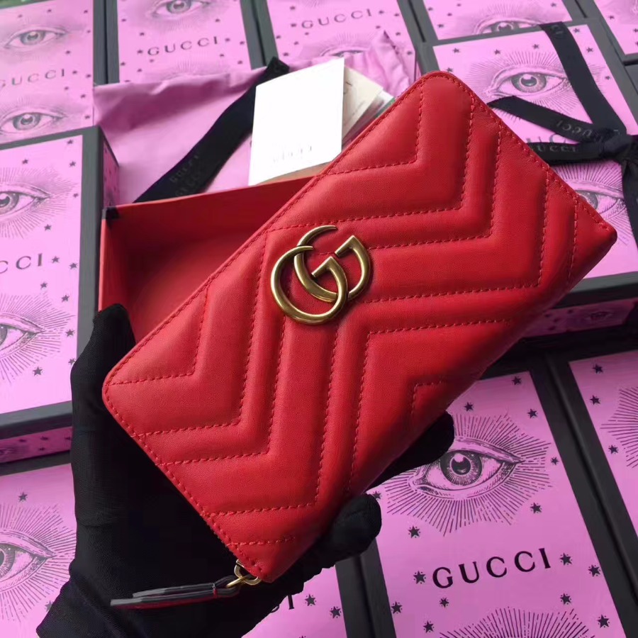 GG Marmont zip around wallet, 443123, 7.5"W x 4"H x 1"D