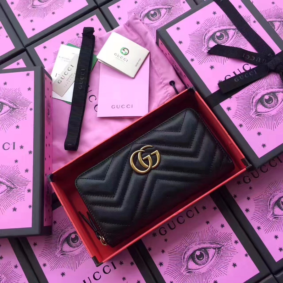 GG Marmont zip around wallet, 443123, 7.5"W x 4"H x 1"D