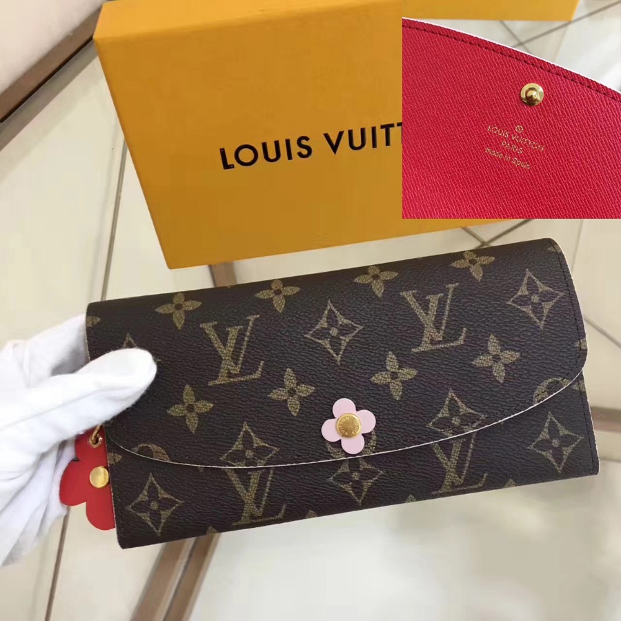 M64202DH, EMILIE WALLET, LOUIS VUITTON LV WALLETS, 7.7 x 3.9 x 0.6 inches