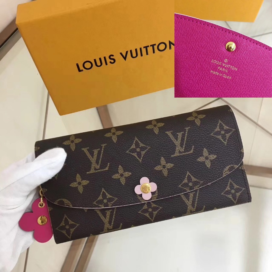 M64202, EMILIE WALLET, LOUIS VUITTON LV WALLETS, 7.7 x 3.9 x 0.6 inches