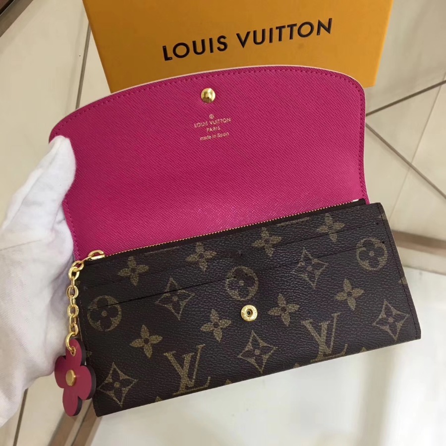 M64202, EMILIE WALLET, LOUIS VUITTON LV WALLETS, 7.7 x 3.9 x 0.6 inches