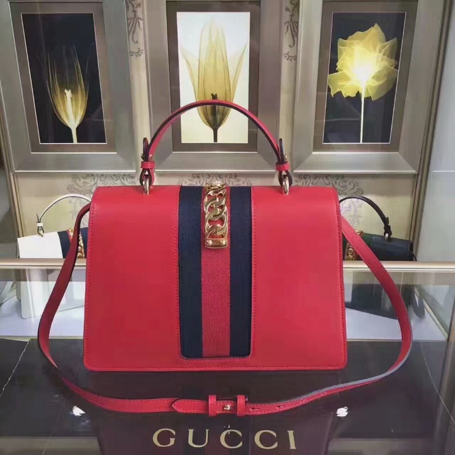 GUCCI Sylvie leather top handle bag, handbags