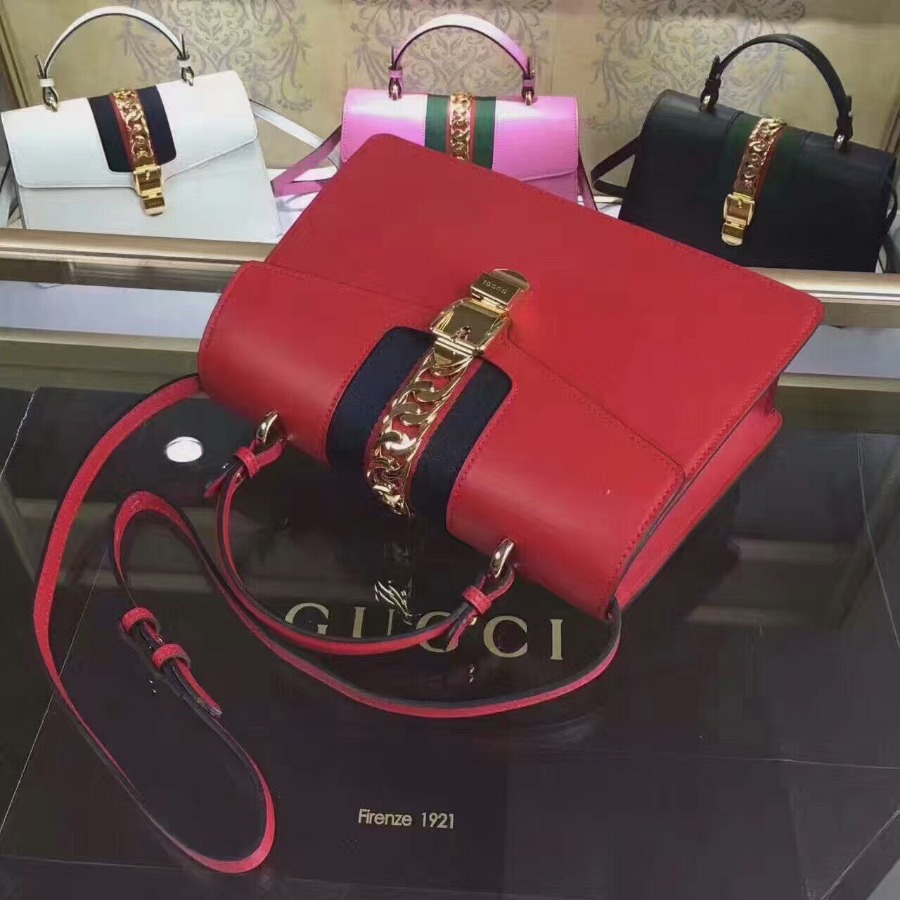 GUCCI Sylvie leather top handle bag, handbags