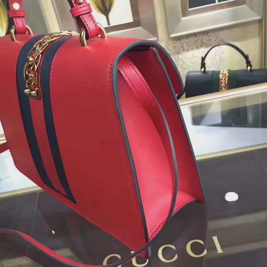GUCCI Sylvie leather top handle bag, handbags
