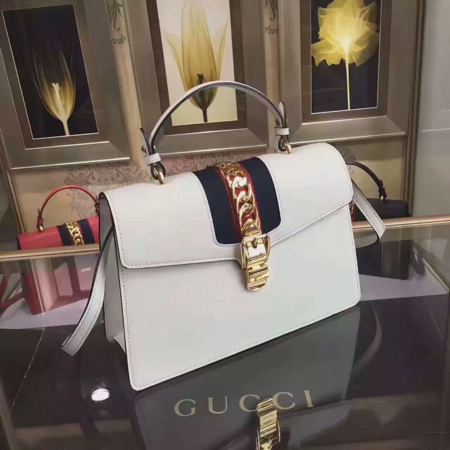 431665, GUCCI Sylvie leather top handle bag, handbags