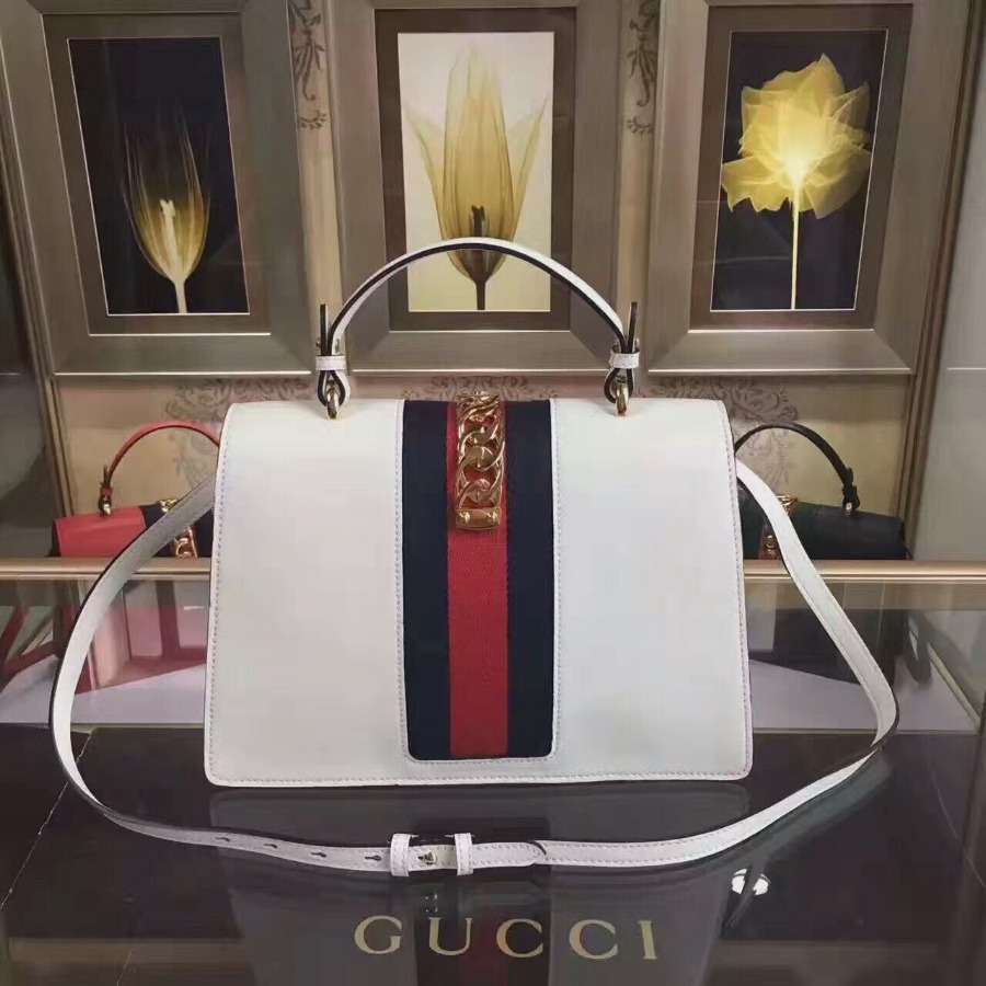 431665, GUCCI Sylvie leather top handle bag, handbags
