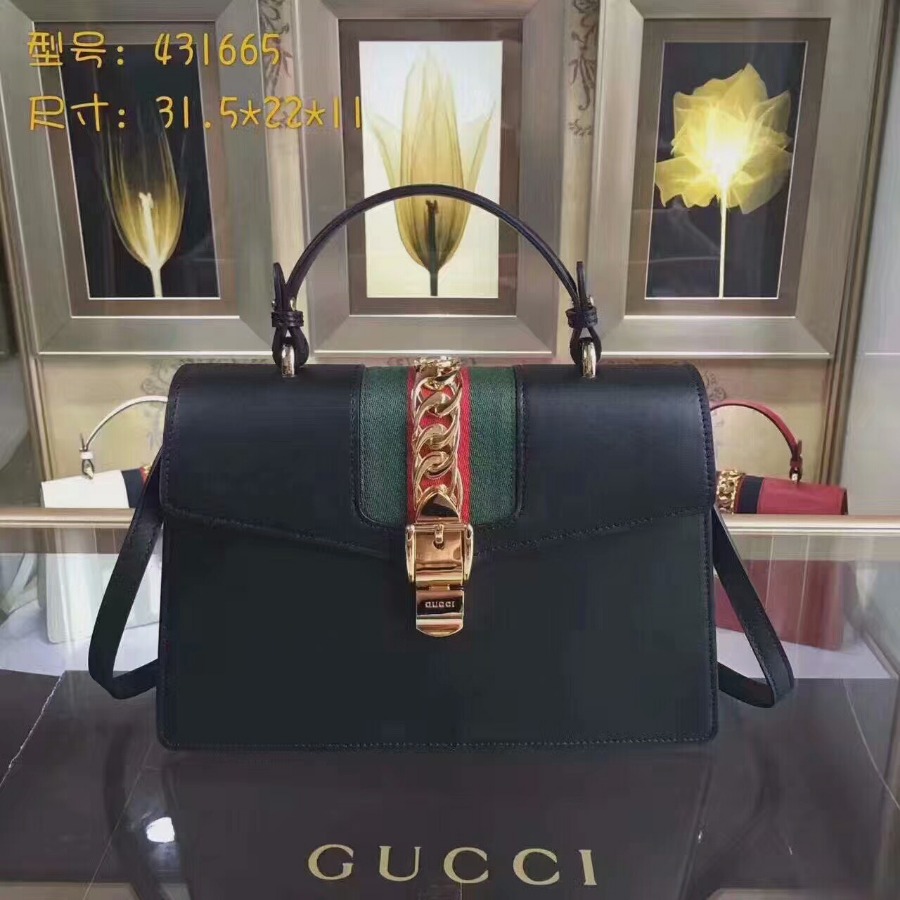 GUCCI Sylvie leather top handle bag, handbags