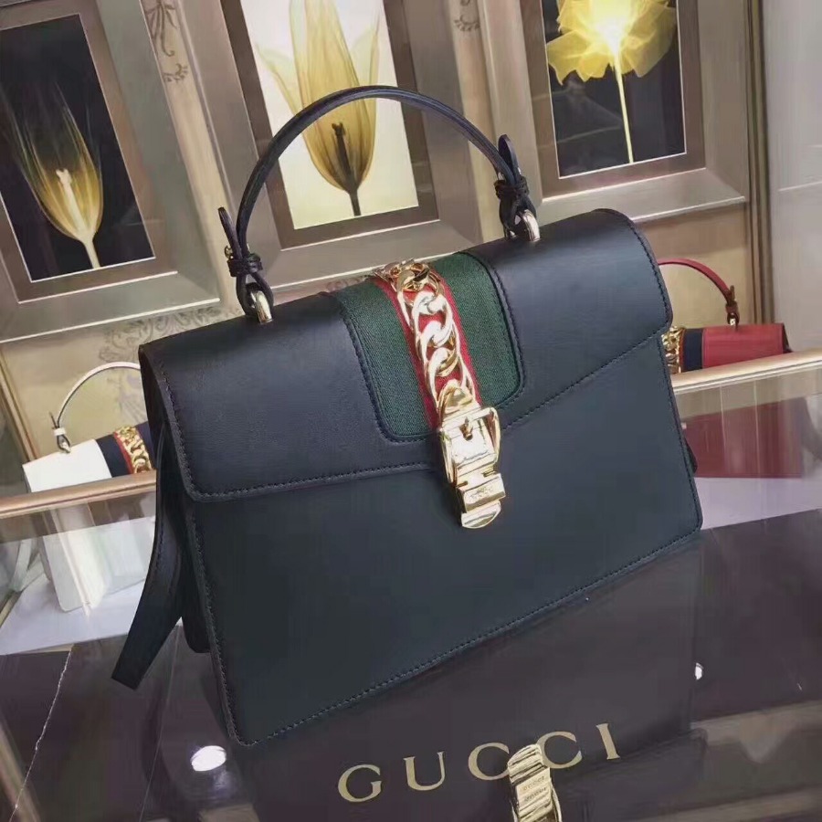 GUCCI Sylvie leather top handle bag, handbags