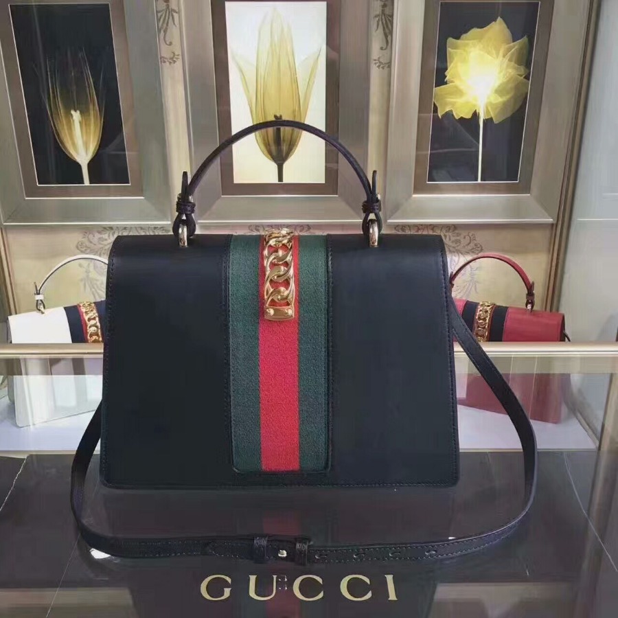 GUCCI Sylvie leather top handle bag, handbags