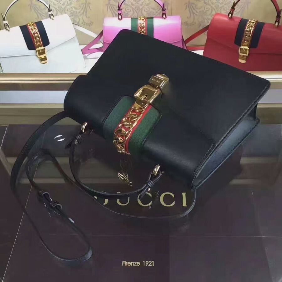 GUCCI Sylvie leather top handle bag, handbags