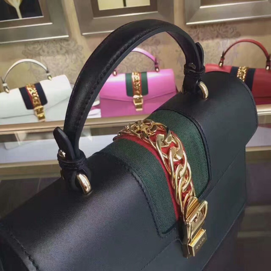 GUCCI Sylvie leather top handle bag, handbags
