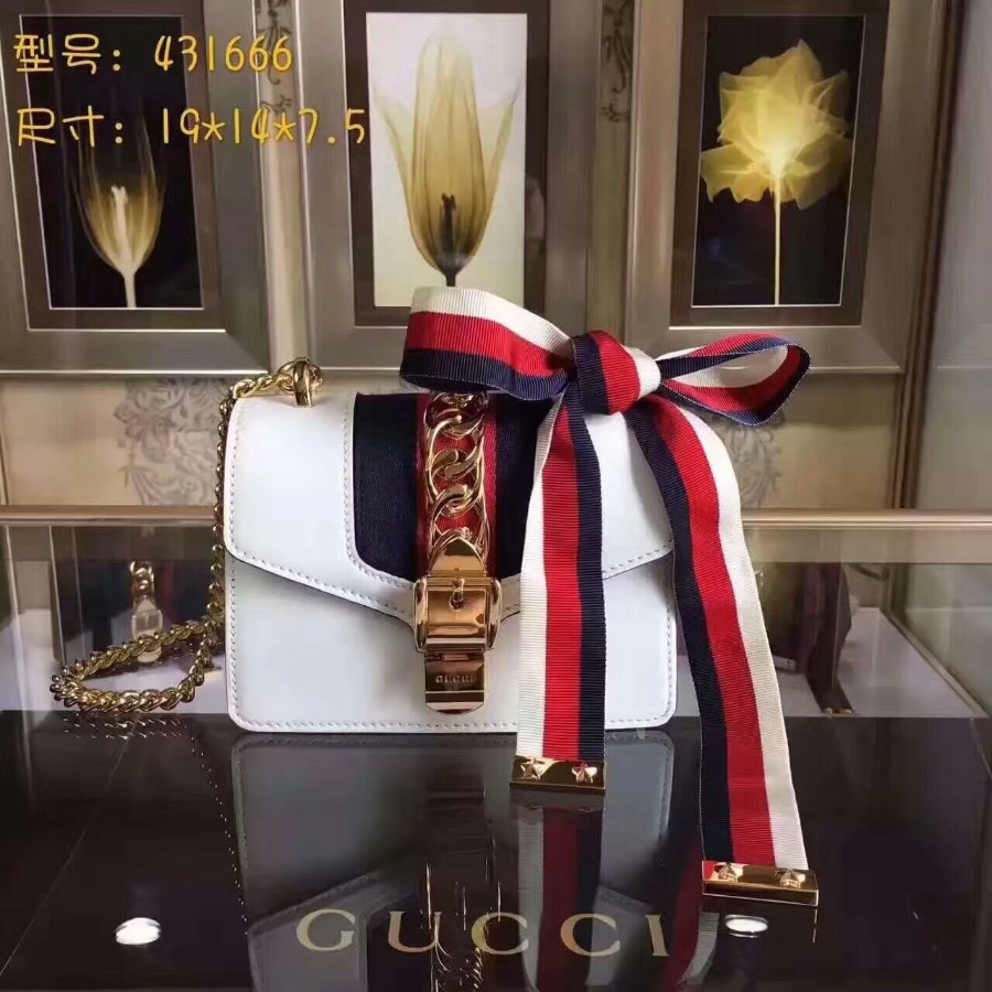 GUCCI Sylvie leather mini chain bag, handbags