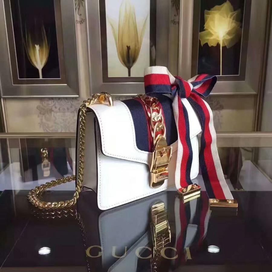 GUCCI Sylvie leather mini chain bag, handbags