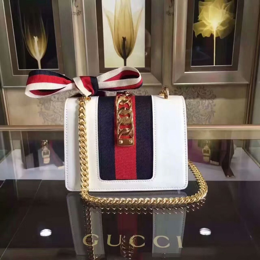 GUCCI Sylvie leather mini chain bag, handbags