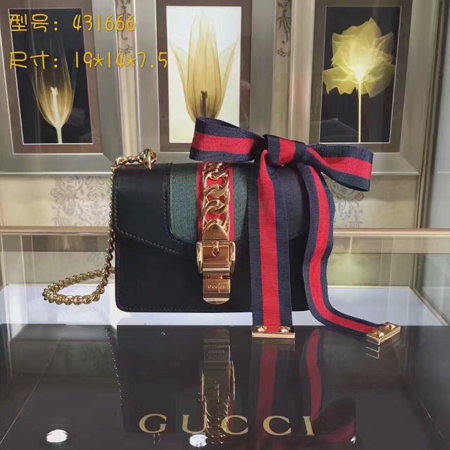 GUCCI Sylvie leather mini chain bag, handbags