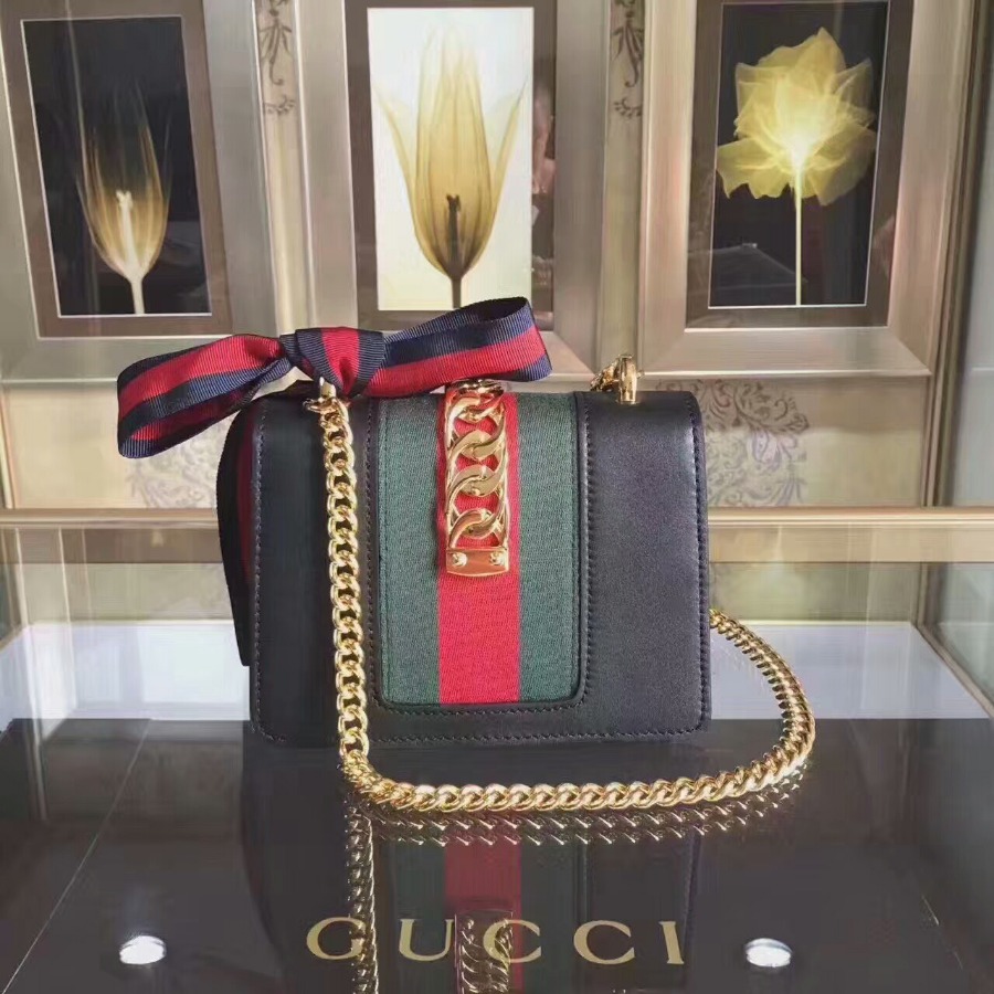 GUCCI Sylvie leather mini chain bag, handbags
